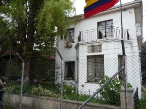 Home of Gaitan along with street car toppled in the riots proceeding his assassination. 