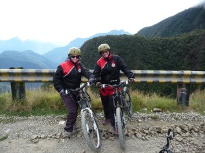 Megan and I contemplating our tactics for the ride - point downwards and hang on for dear life!