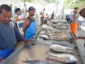 Fish mongers at the beach