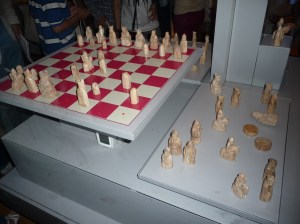 The Lewis chessmen - made out of ivory from walrus tusks believed to originate from Norway between 1150-1200. 