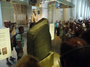 The Rosetta Stone with its three inscribed languages - used to unlock the hieroglyphs of Egypt, 195 BC