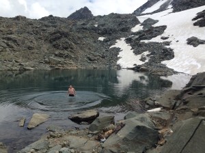 Mike taking a refreshing dip!