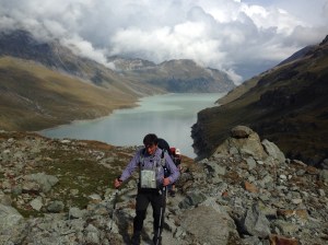 Gerry making his way toward the moraine. 