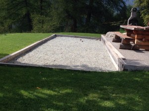 A residential boules court. 