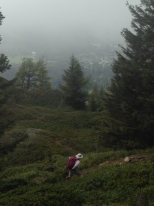 Chamonix disappearing behind the clouds. 